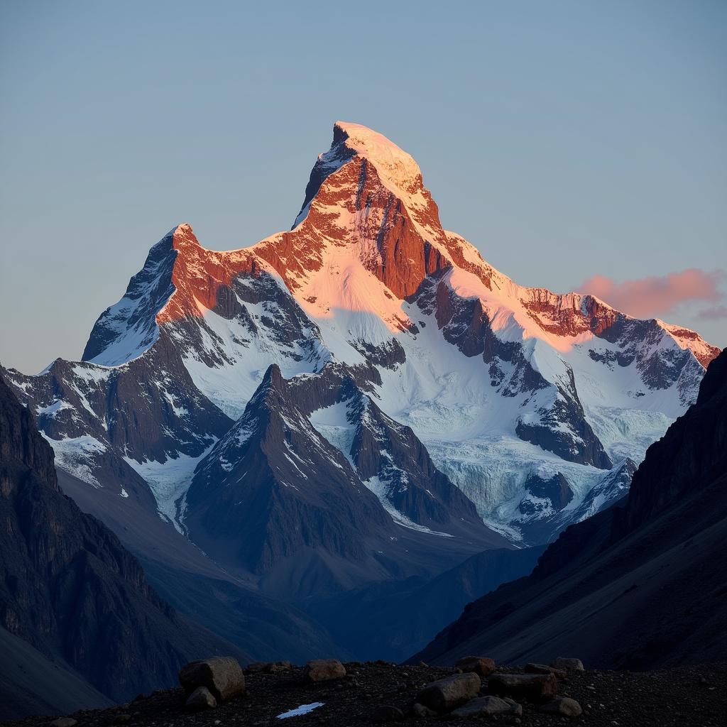 K2 at sunrise bathed in golden light