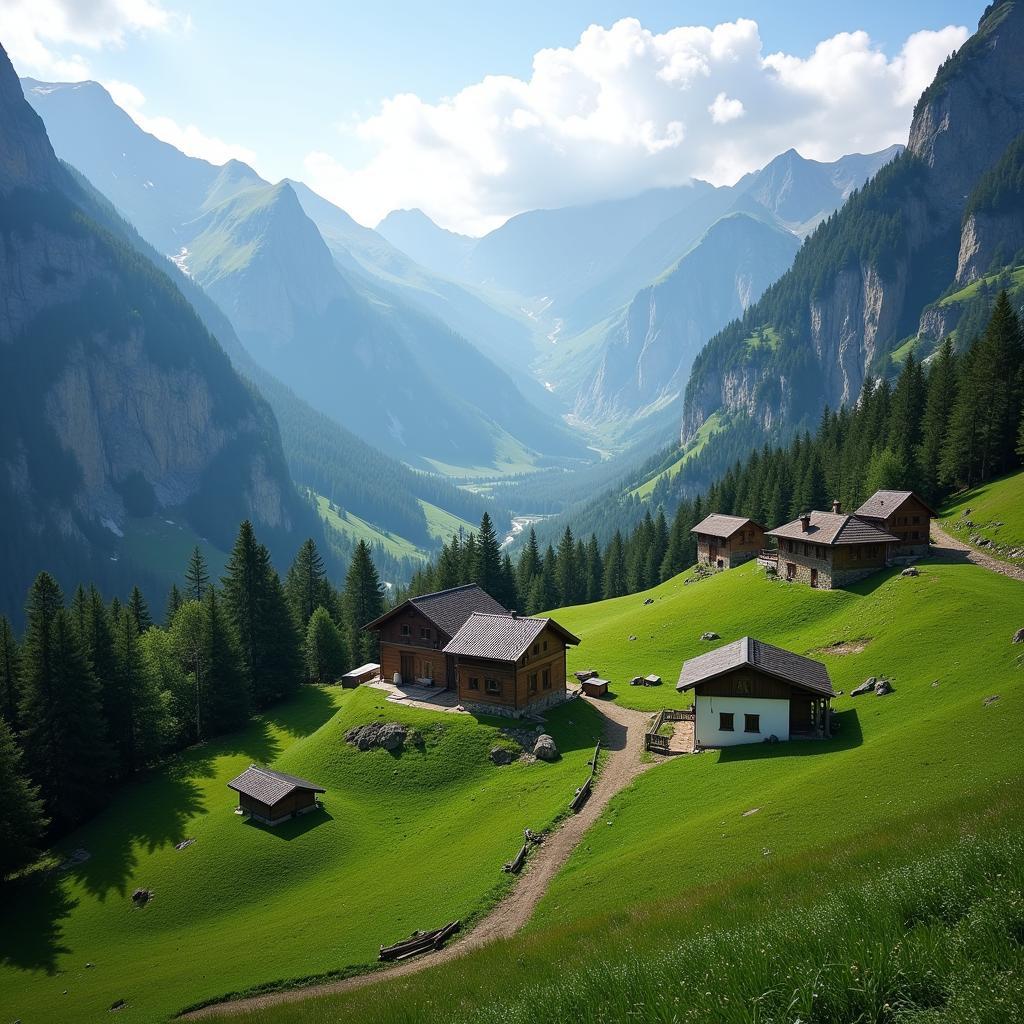 A local village nestled amidst the mountains of Pakistan