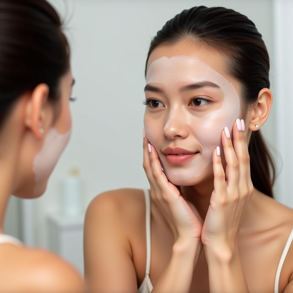 Woman Applying Golden Pearl Bleach Cream