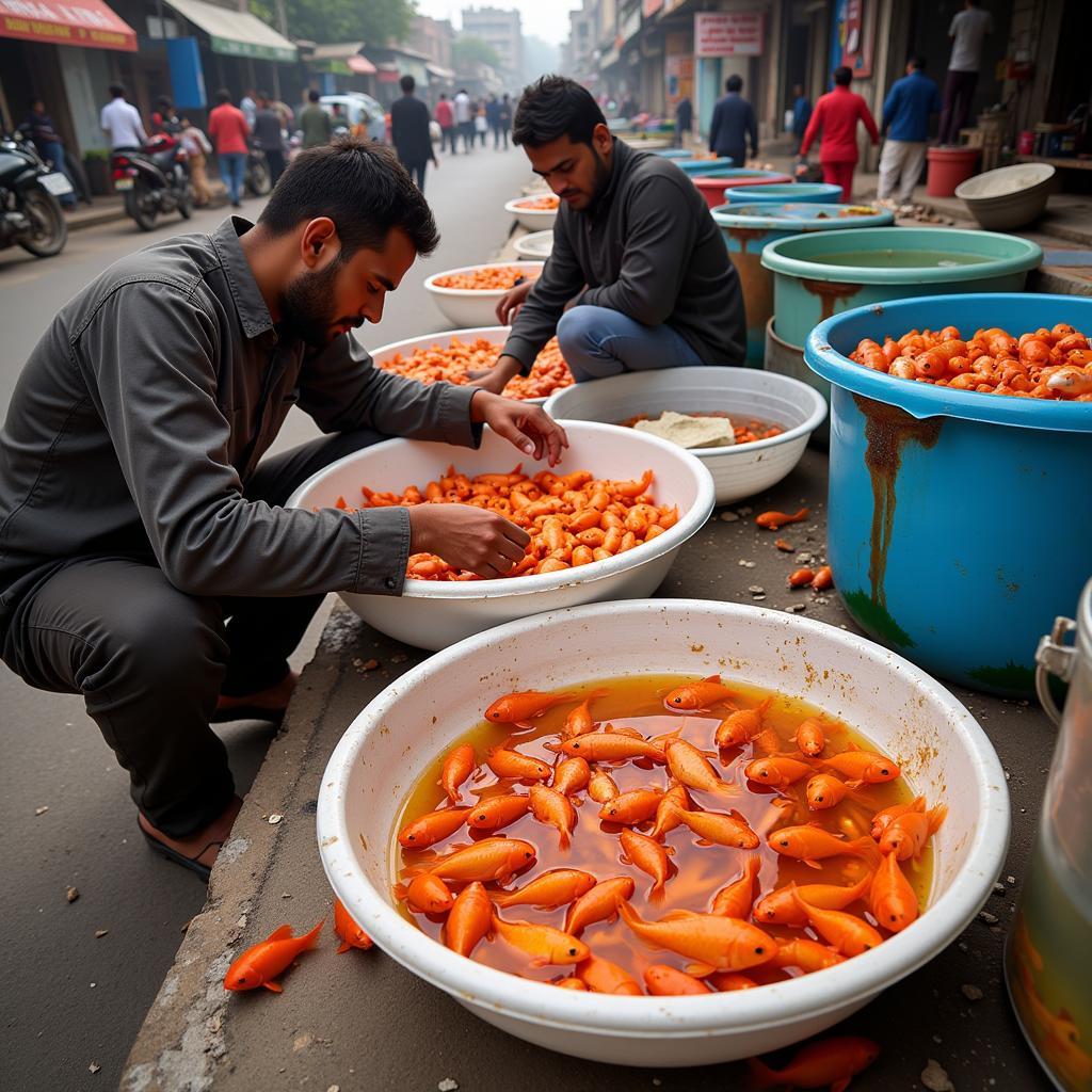 Goldfish for Sale in a Local Market