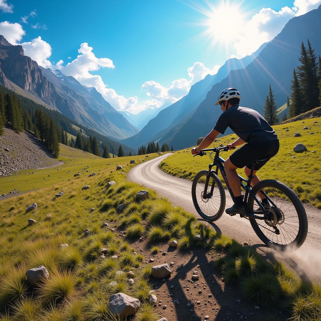 GoPro cameras capturing a mountain biker navigating a rugged terrain in Pakistan