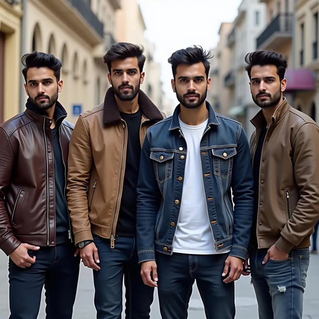 Pakistani men showcasing diverse jacket styles