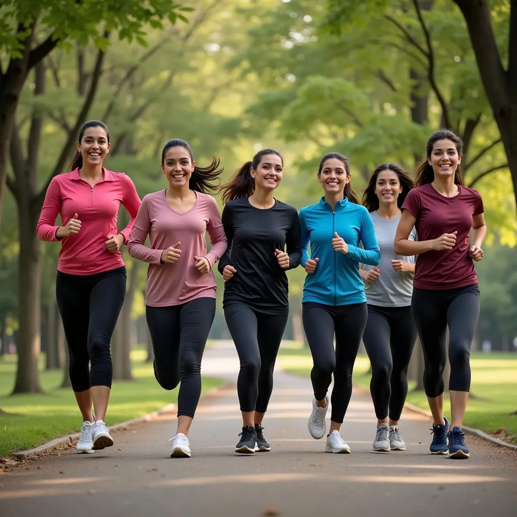 Group of Women Running in Park Pakistan