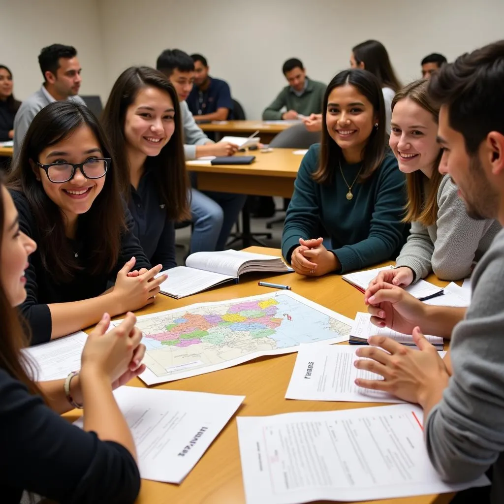 Group of Students Discussing Pakistan Studies