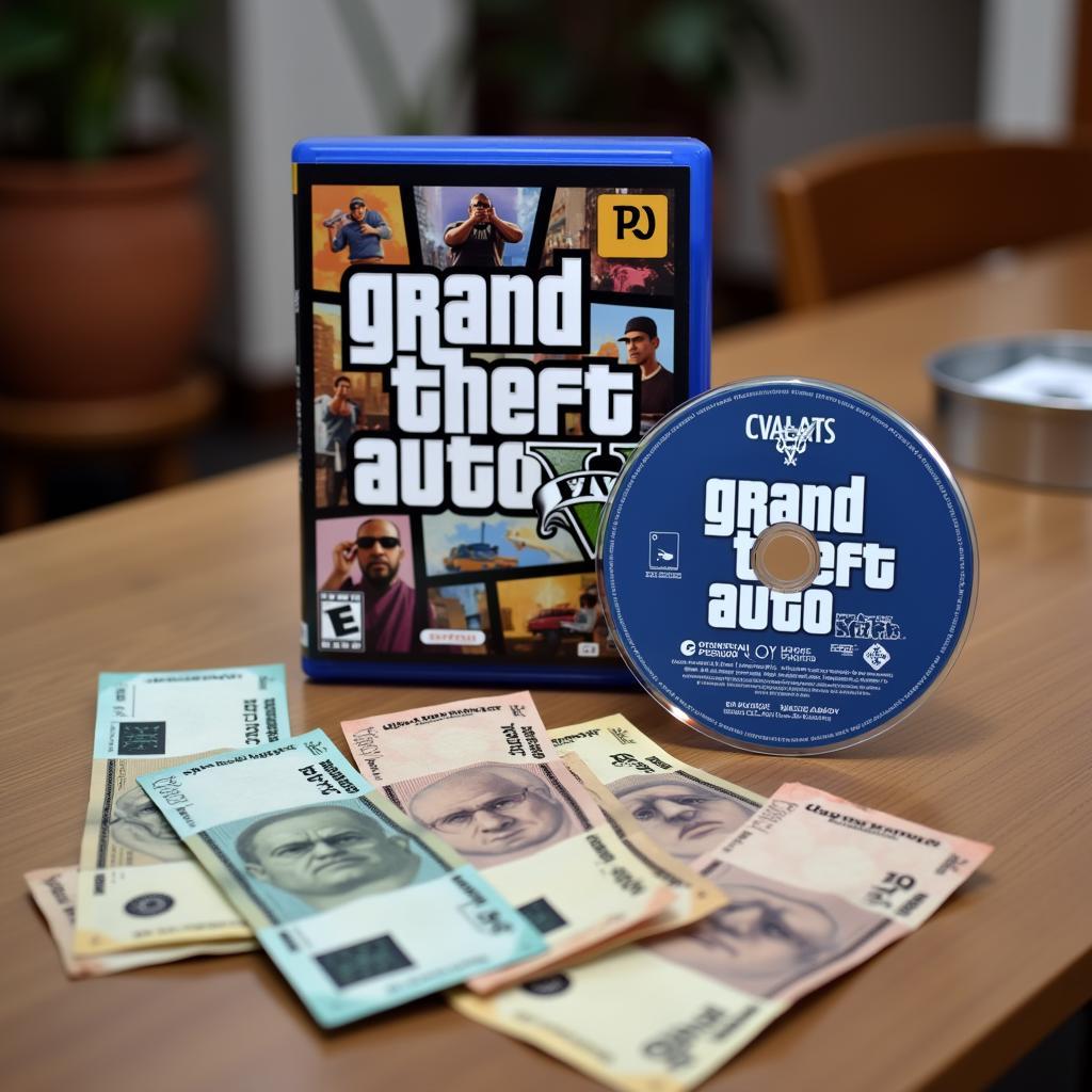 GTA 5 game disc and box with Pakistani Rupees