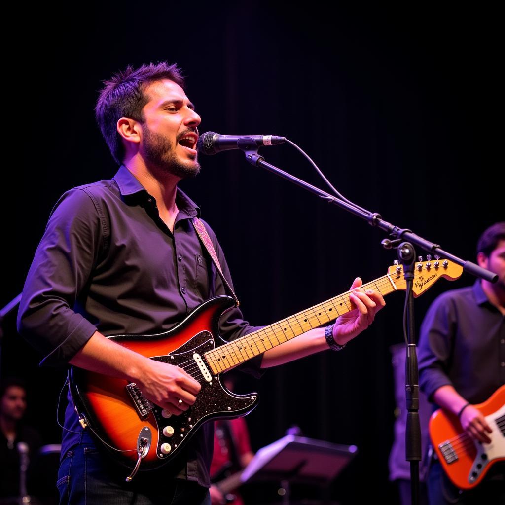 A Pakistani guitarist performing on stage