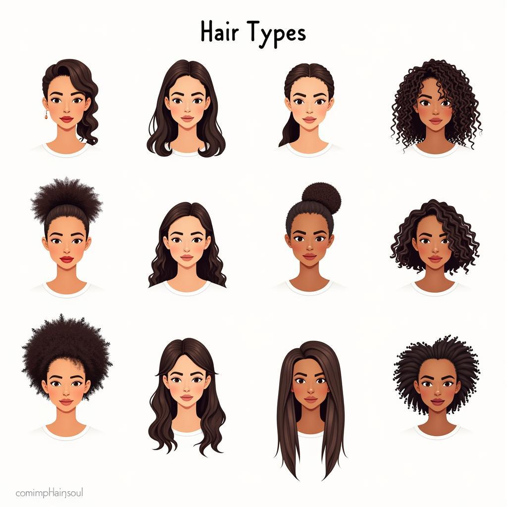 Women with different hair types - curly, wavy, and straight