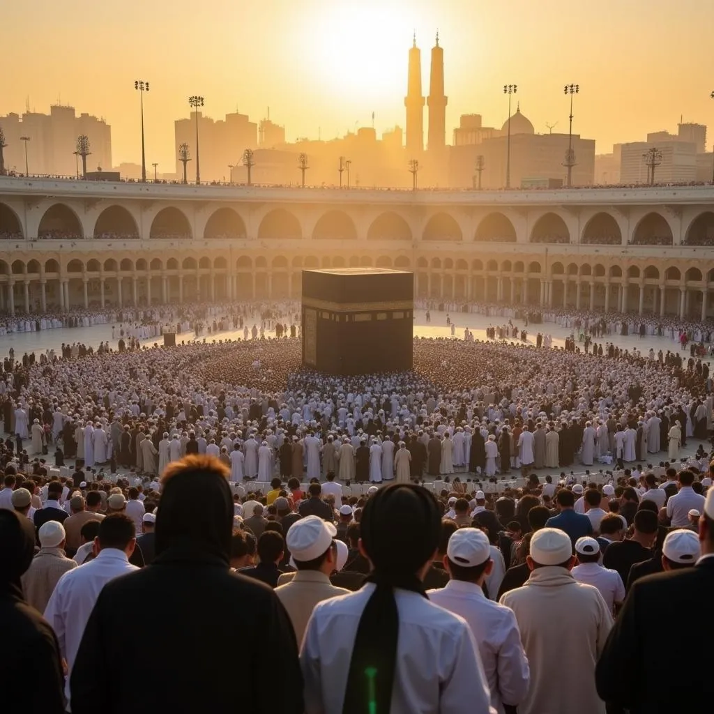 Pilgrims praying at Mount Arafat during Hajj 2021