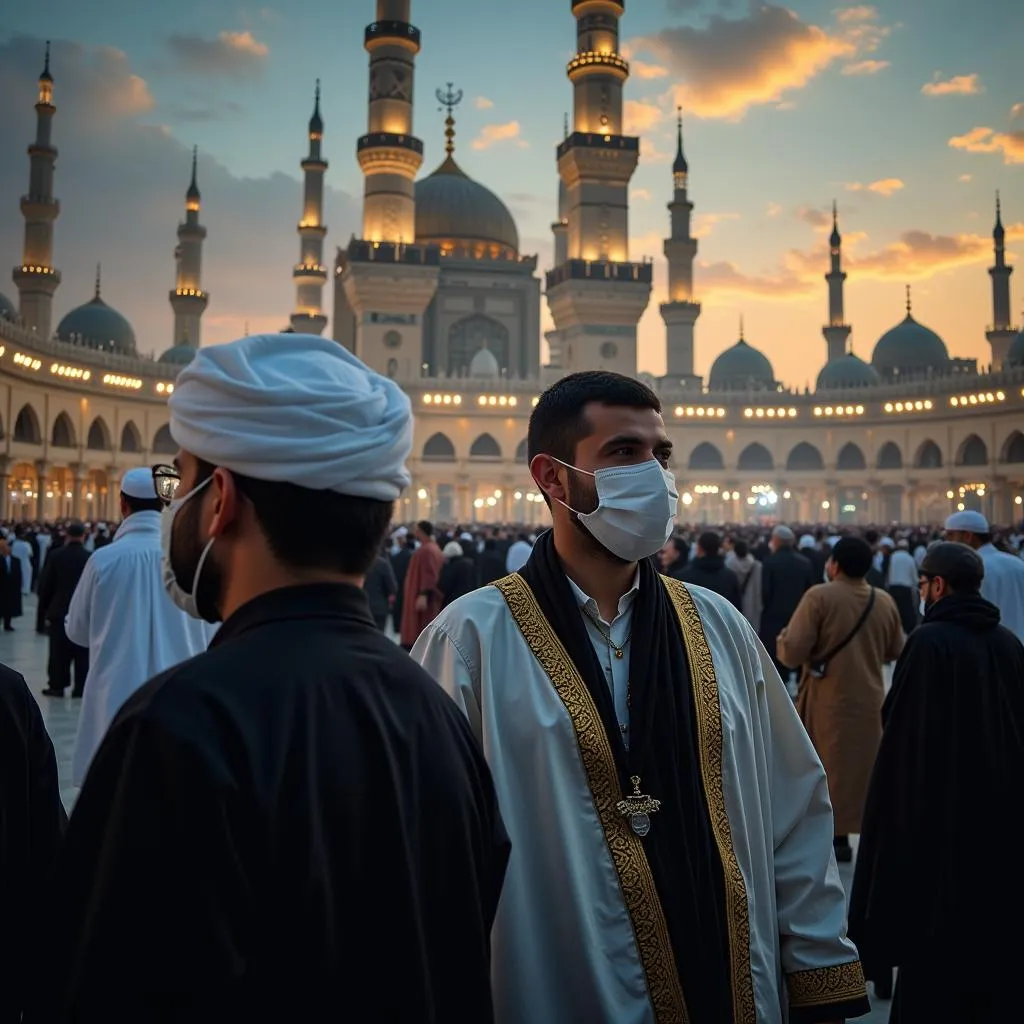 Pilgrims wearing masks during Hajj 2021