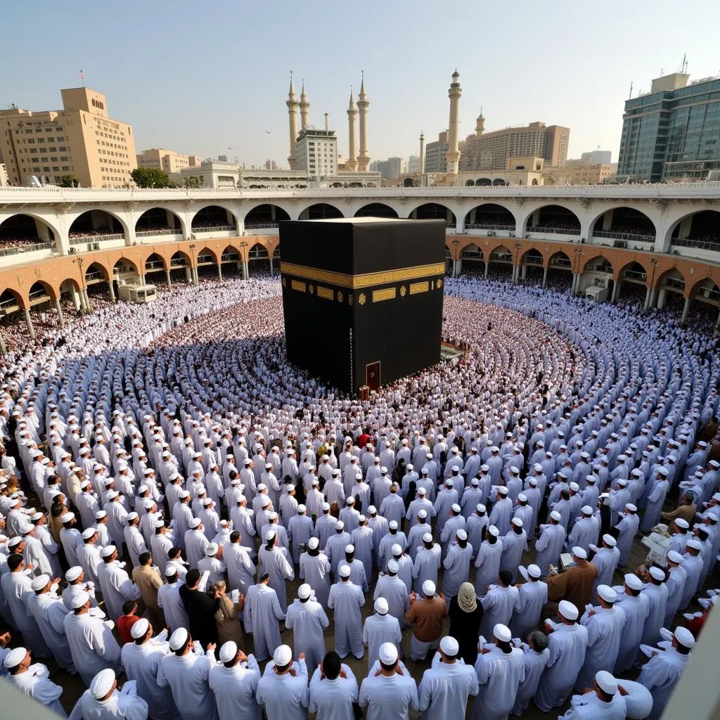 Hajj Pilgrims Circumambulating the Kaaba