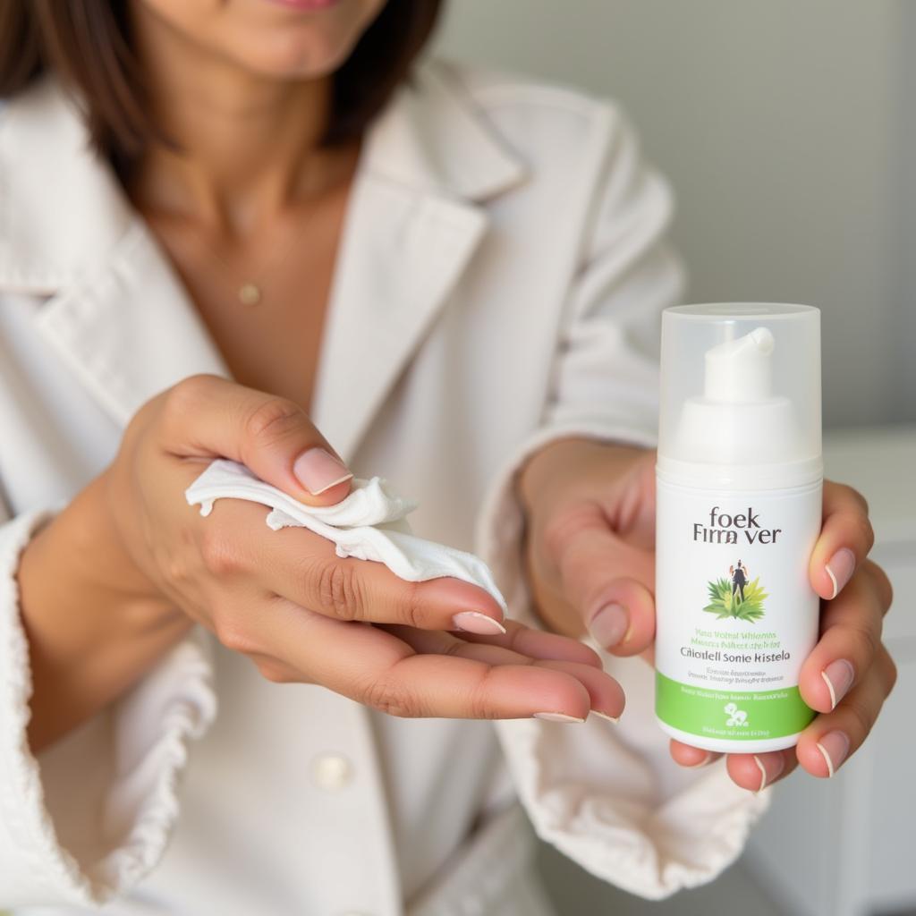 Woman applying hand cream