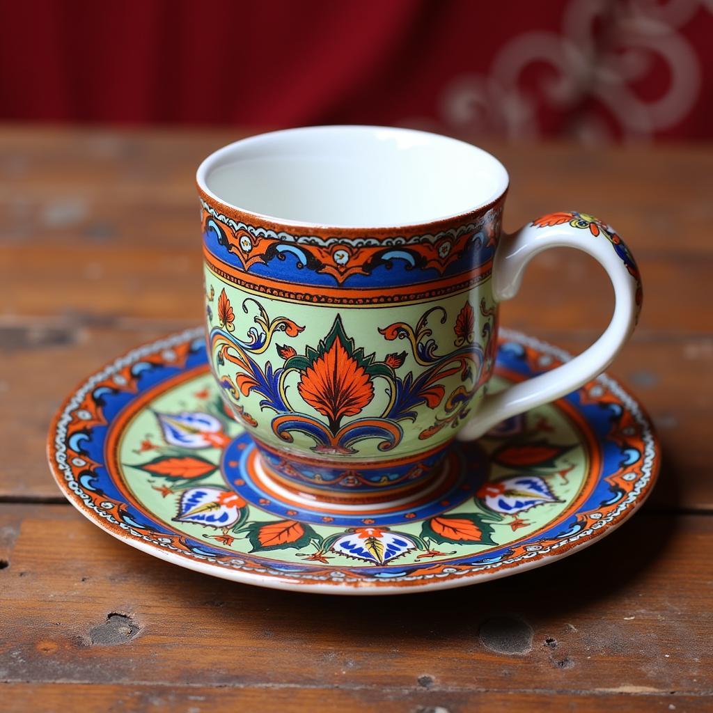 Exquisite Hand-Painted Cup and Saucer in Pakistan