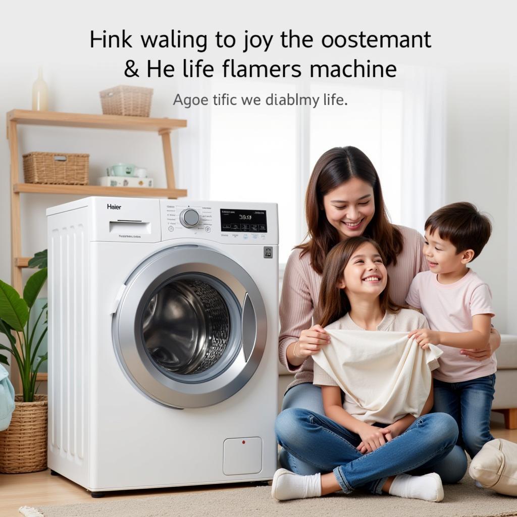 Happy Family Using Haier Washing Machine