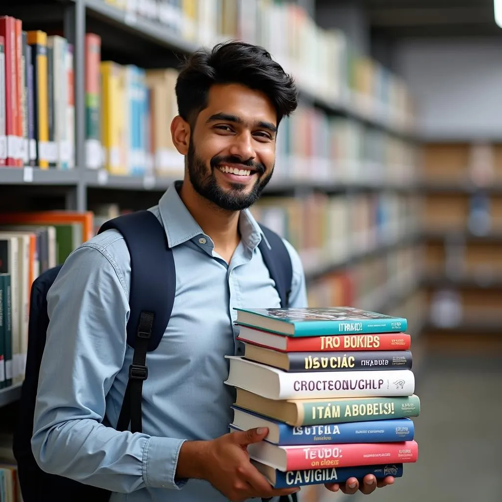 Happy Student with Cambridge Books