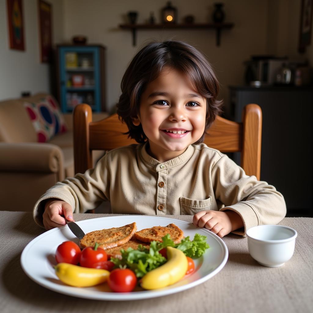 Healthy Child Enjoying a Meal in Pakistan