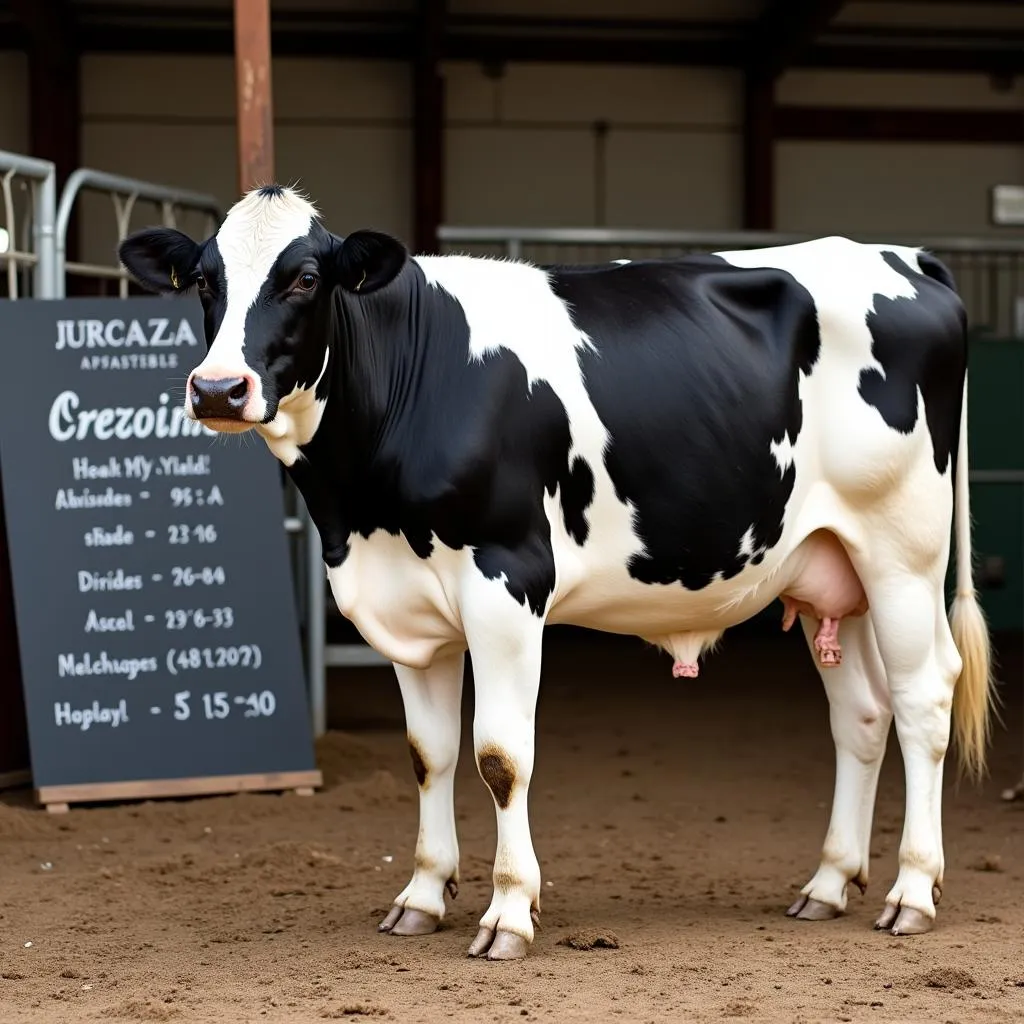 A healthy Holstein Friesian cow ready for sale.