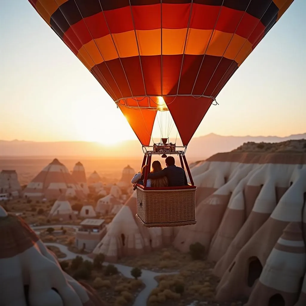 Honeymooners in a Hot Air Balloon Over Cappadocia