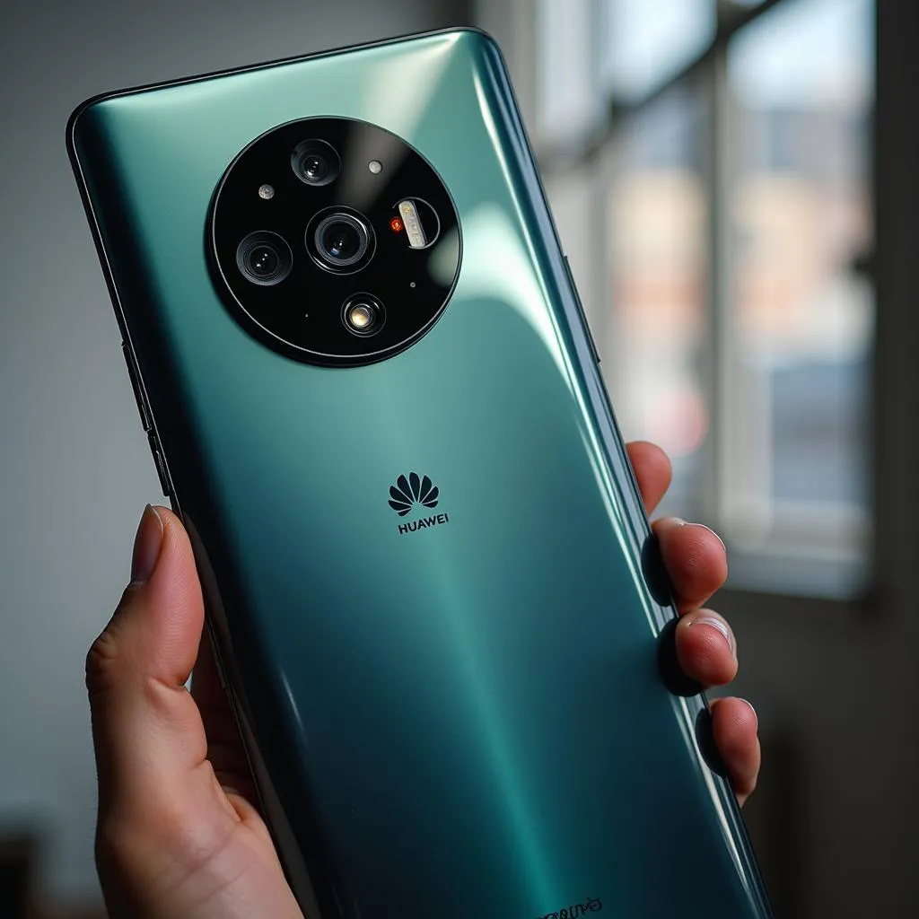 Close-up of the Huawei Mate X3's Leica-branded triple camera system