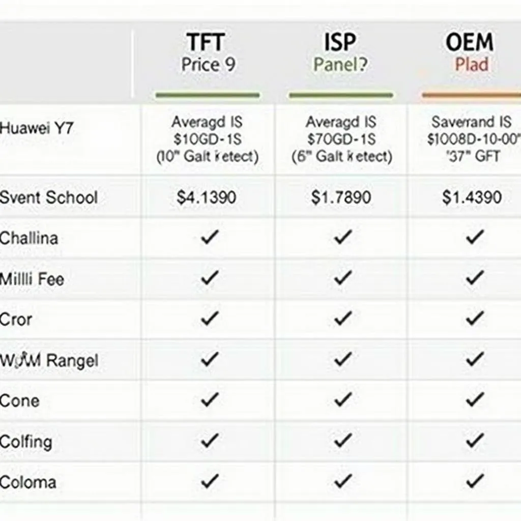 Huawei Y7 Panel Price Comparison Chart