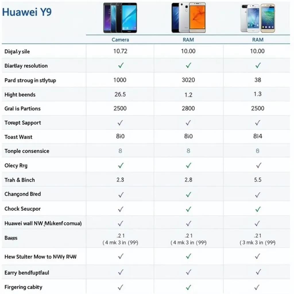 Huawei Y9 Comparison Chart