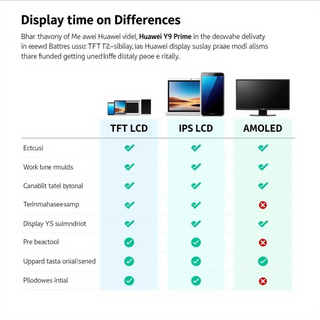 Huawei Y9 Prime Display Panel Types Comparison Chart