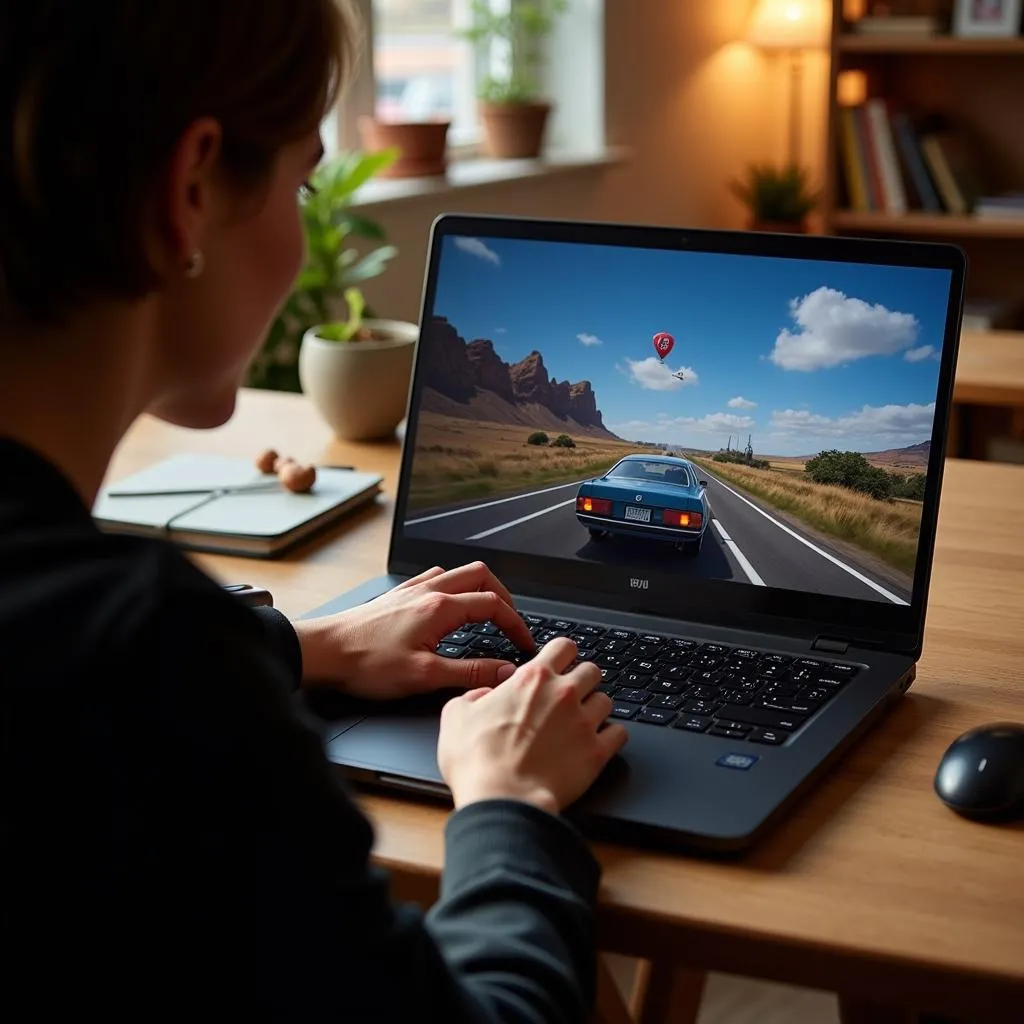 A person playing a casual game on an i5 5th generation laptop