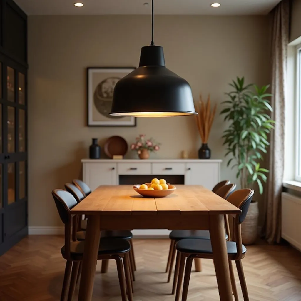 Ikea Pendant Lamp Illuminating a Dining Room in Pakistan