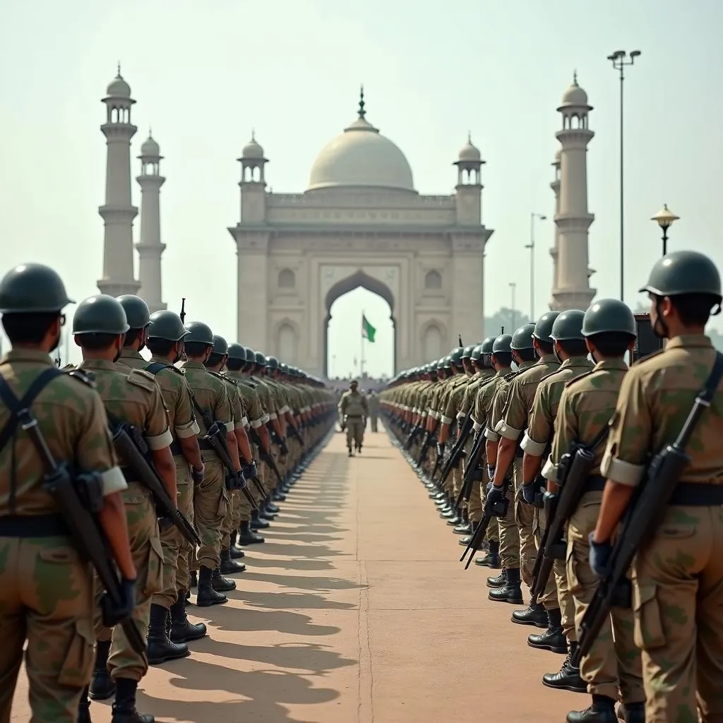 Soldiers at the India Pakistan border