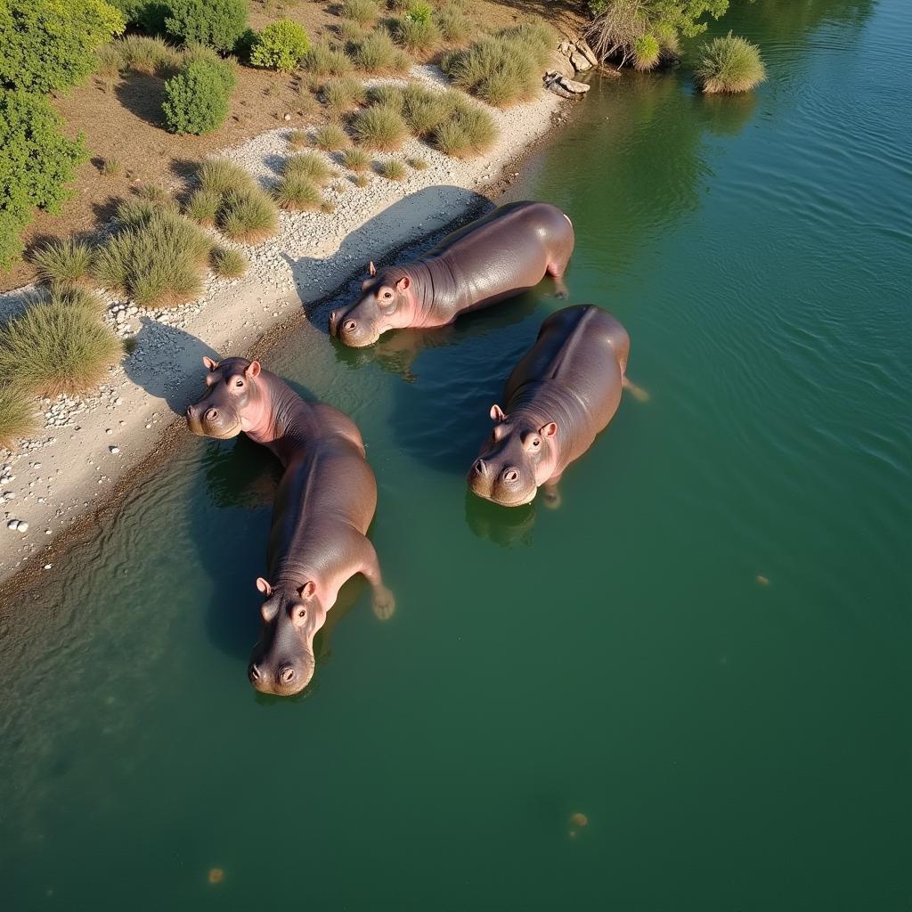 Hippos in the Indus River