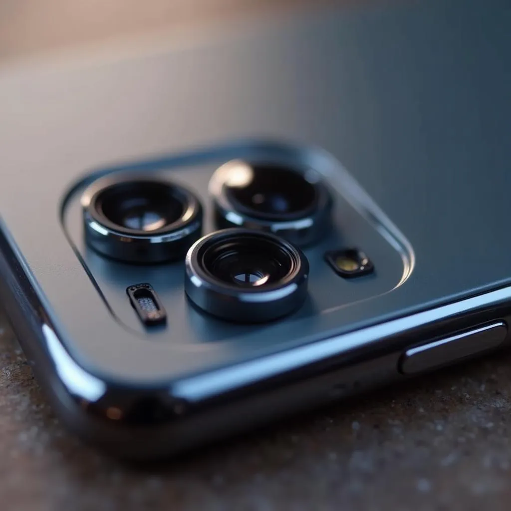 Close-up of the Infinix Hot 30's camera module, showcasing its multiple lenses and highlighting features like AI scene detection and night mode.