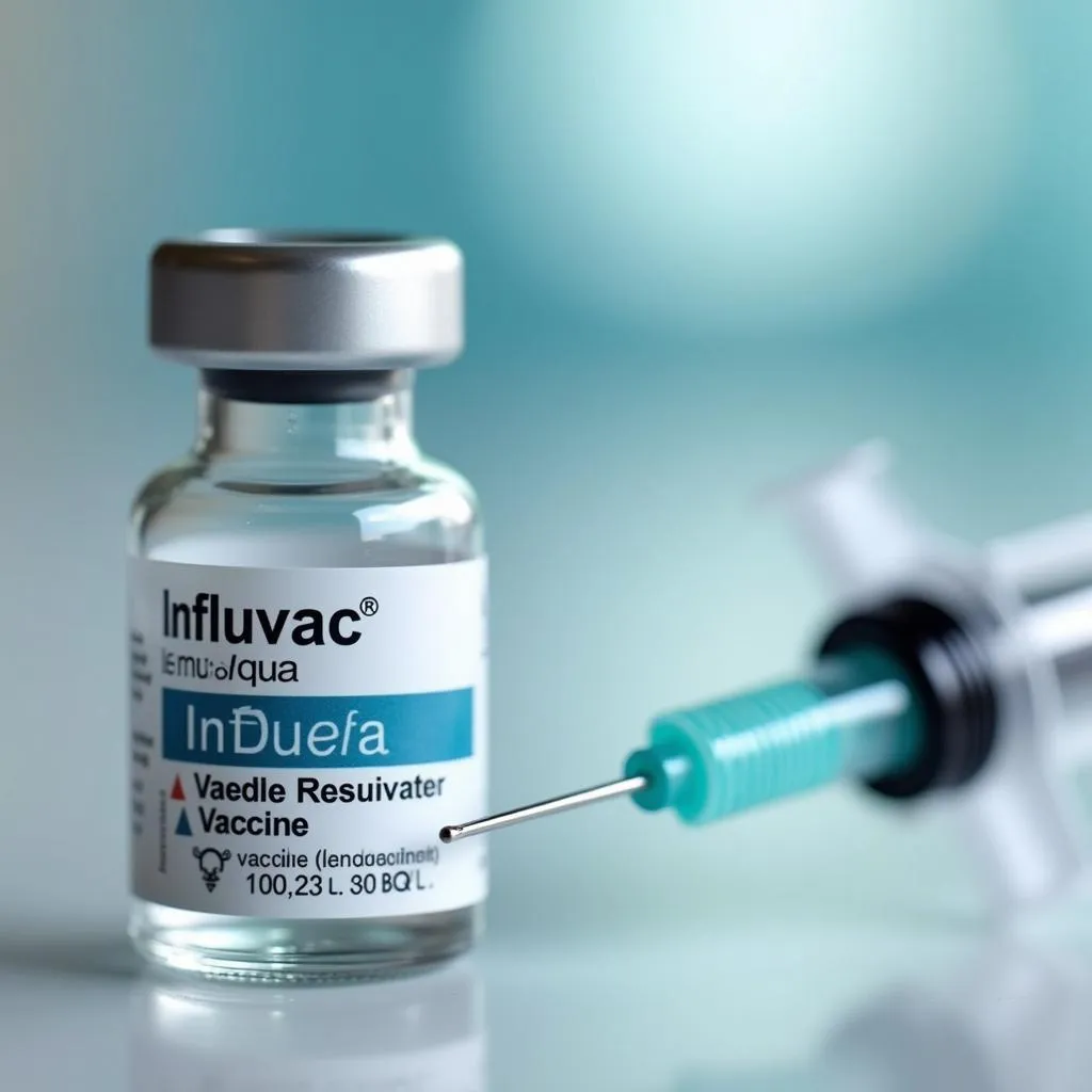 Influvac vaccine vial and syringe