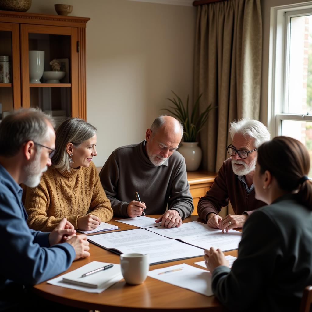 Family meeting to discuss inheritance distribution