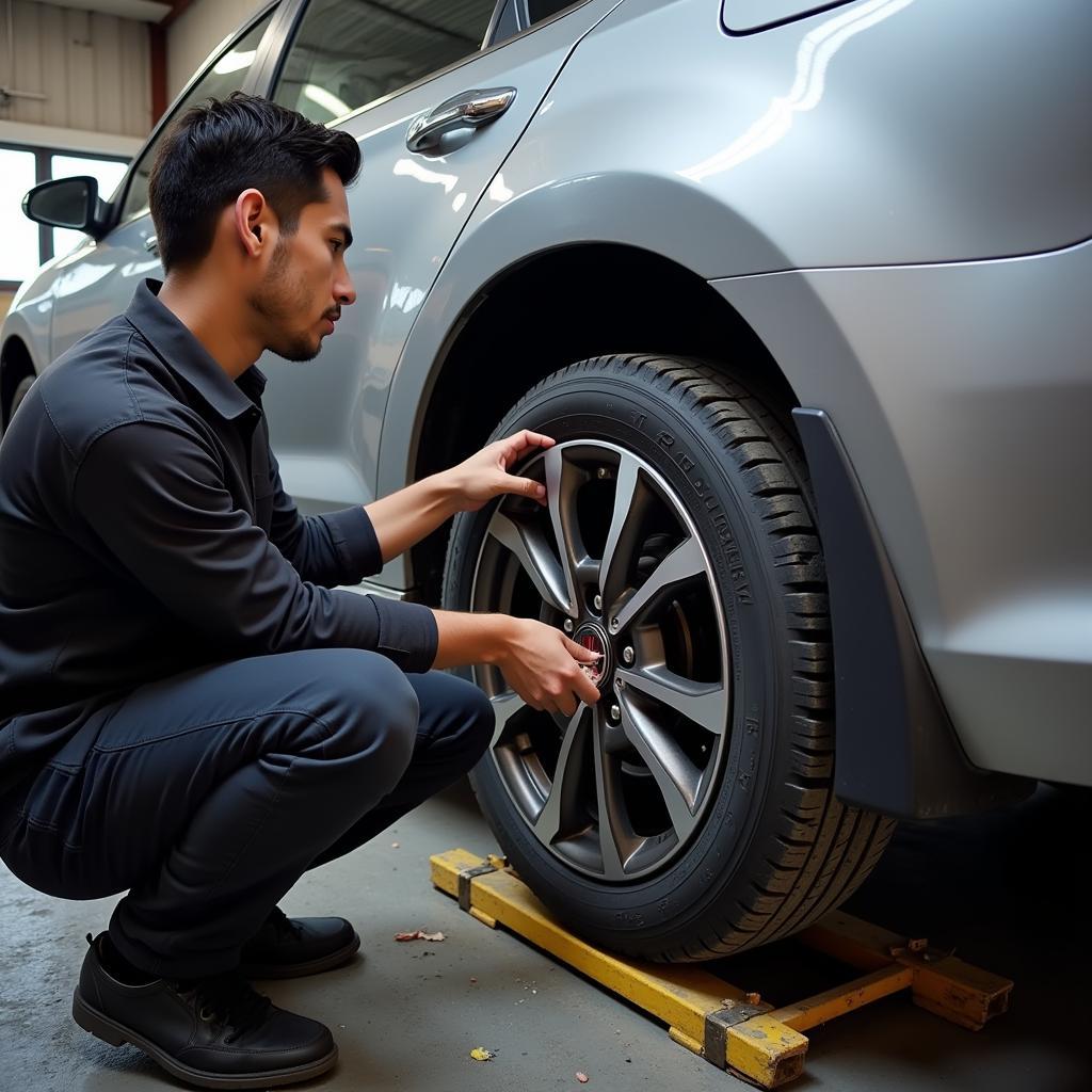 Installing Honda City Alloy Rims in Karachi