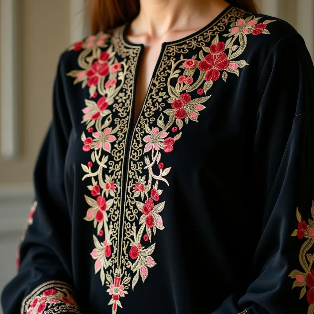 Intricately Embroidered Black Frock