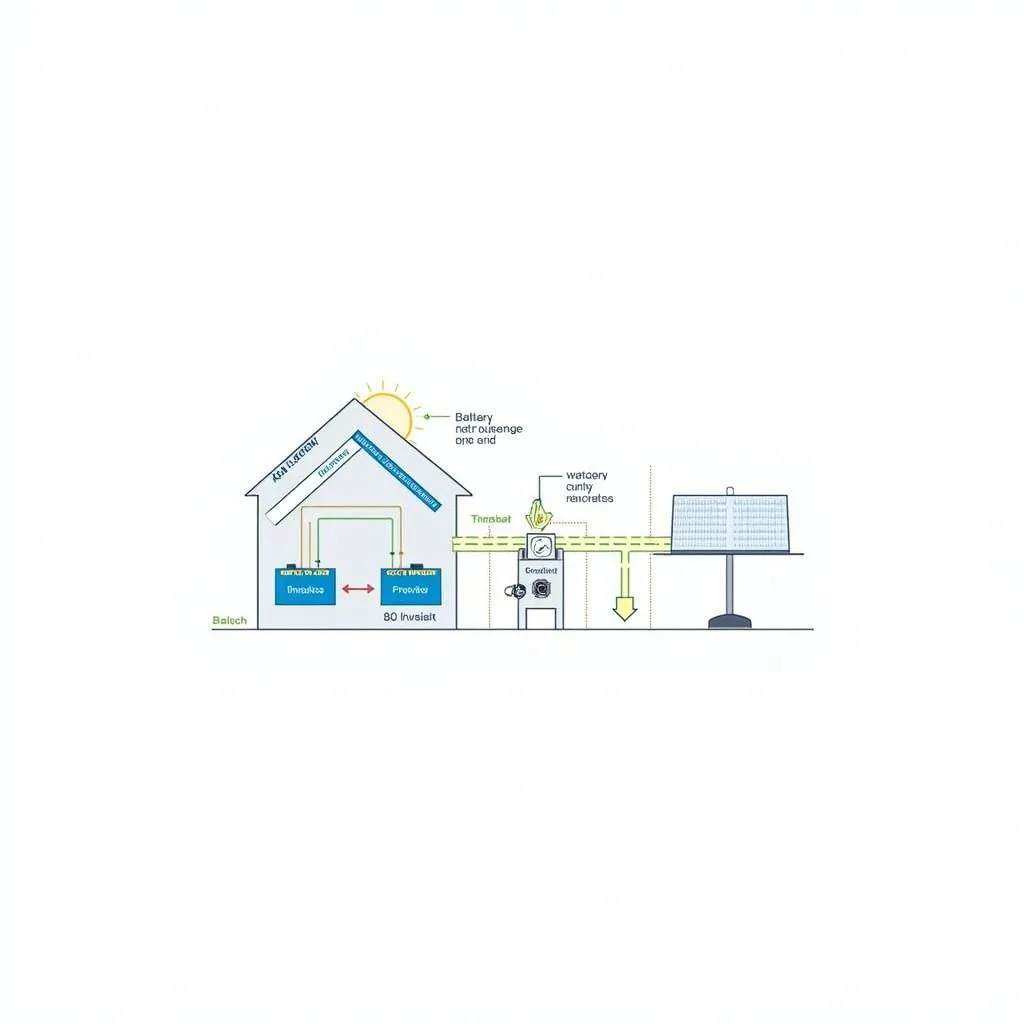 Diagram illustrating the working of an Inverex hybrid inverter