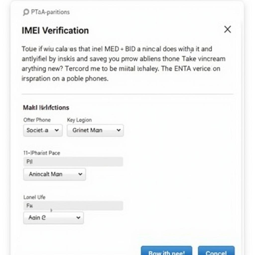 PTA website interface showing IMEI verification process