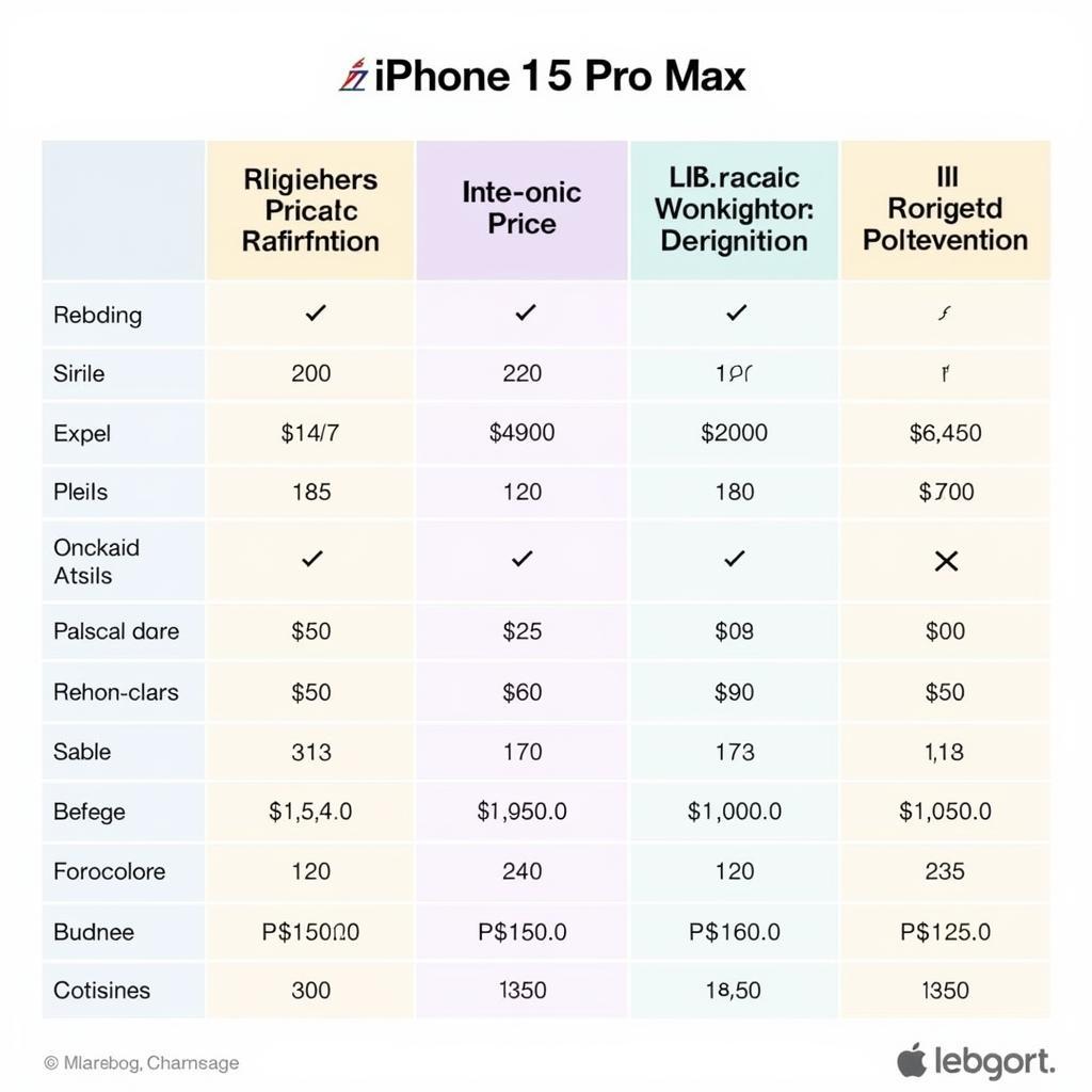 iPhone 15 Pro Max Price Comparison Chart