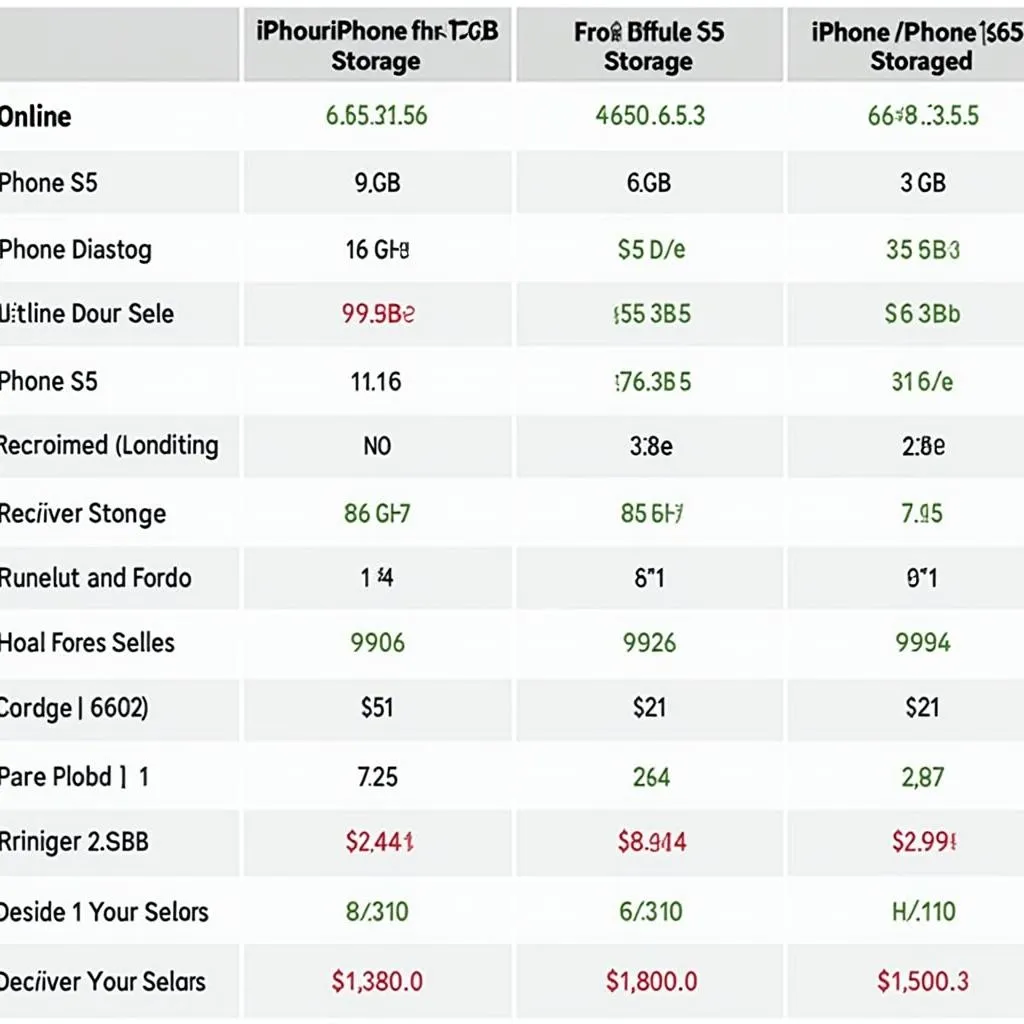 Price comparison table of iPhone S5 models in Pakistan