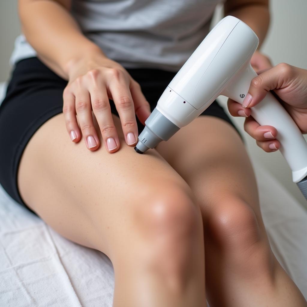 Woman undergoing IPL laser hair removal