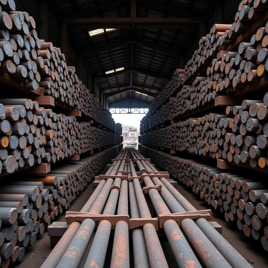 Iron Bars in Pakistan Warehouse