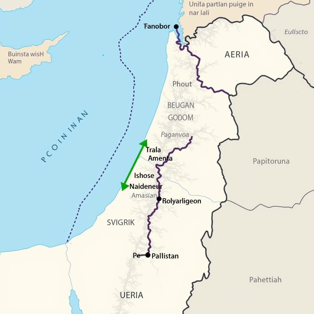 Map showing distance between Israel and Pakistan