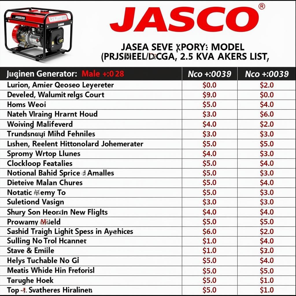 Jasco Generator 2.5 kVA Price List in Pakistan