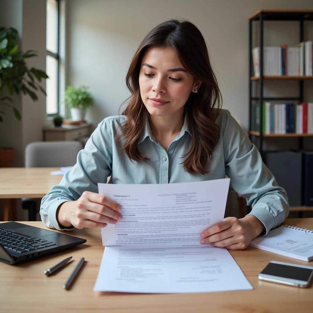 Person preparing for job interview with notes