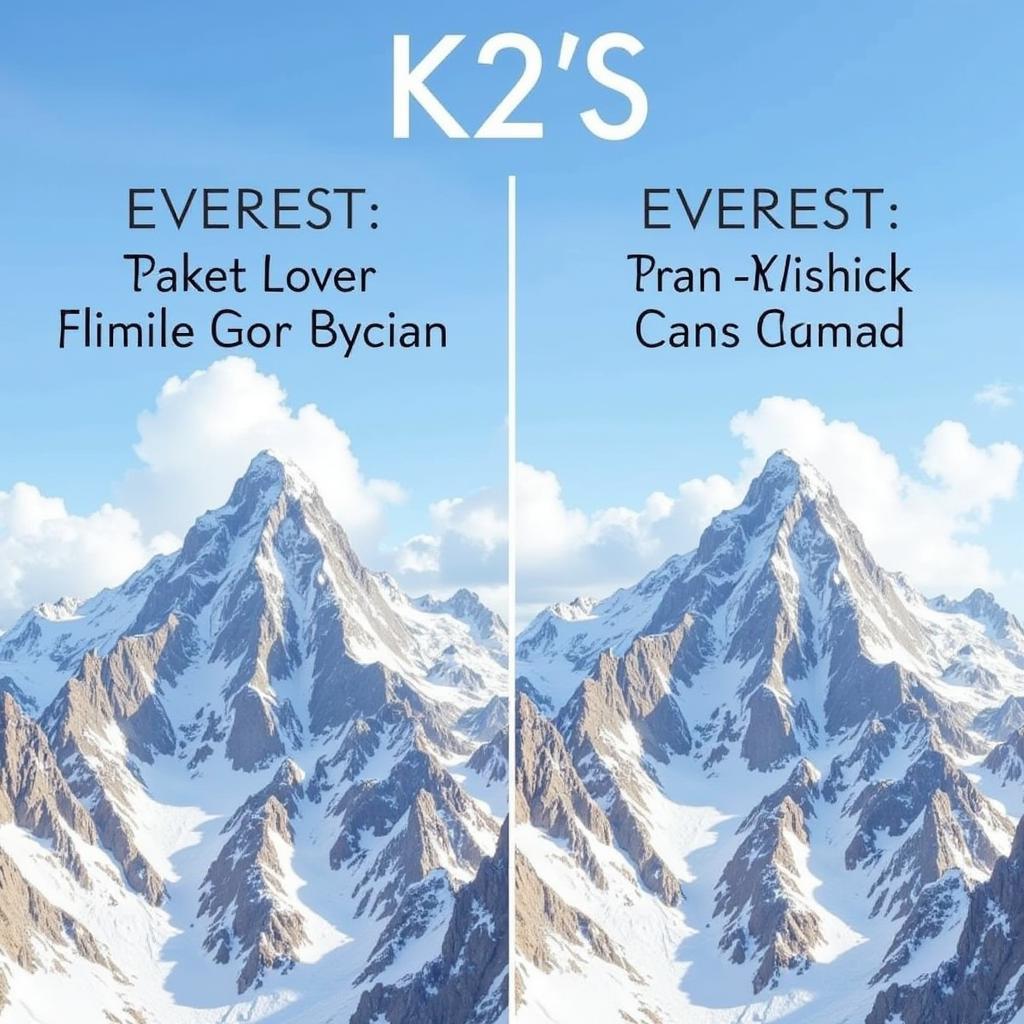 A comparison of K2 and Everest highlights K2's steeper slopes and more technical climbing routes.