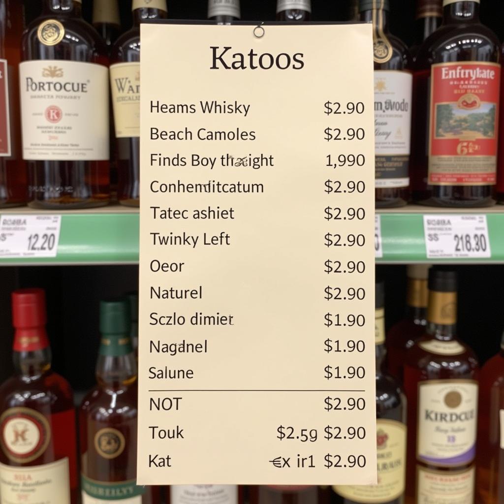 Katoos Whisky Price List