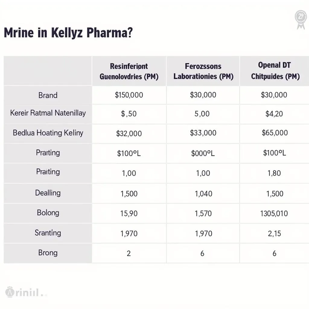 Kelly Cream Price Comparison Table