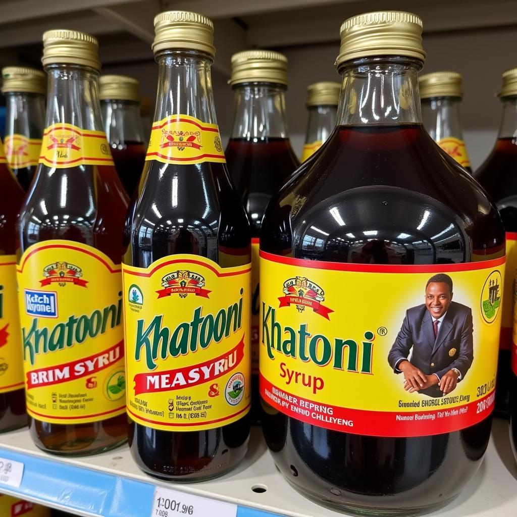 Khatooni syrup bottles on display