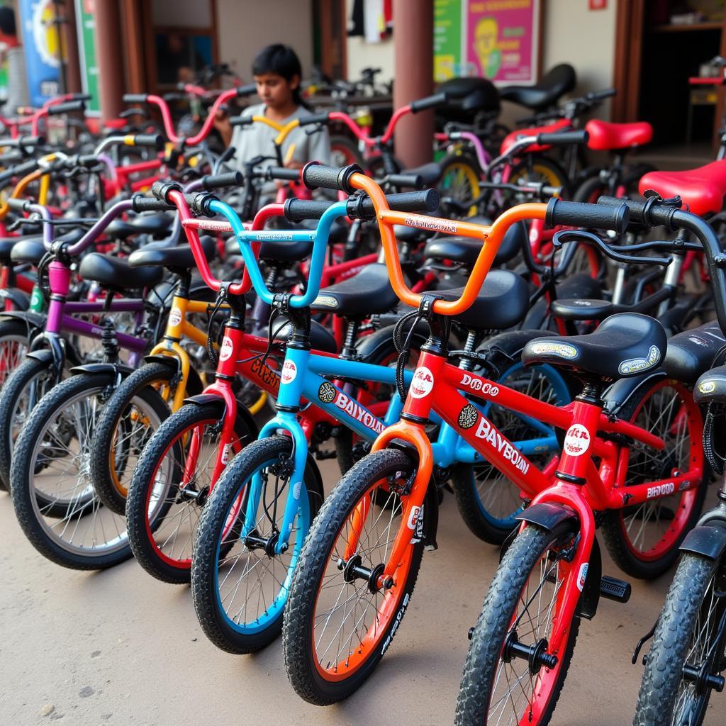 Kids Bikes in a bustling Pakistani market