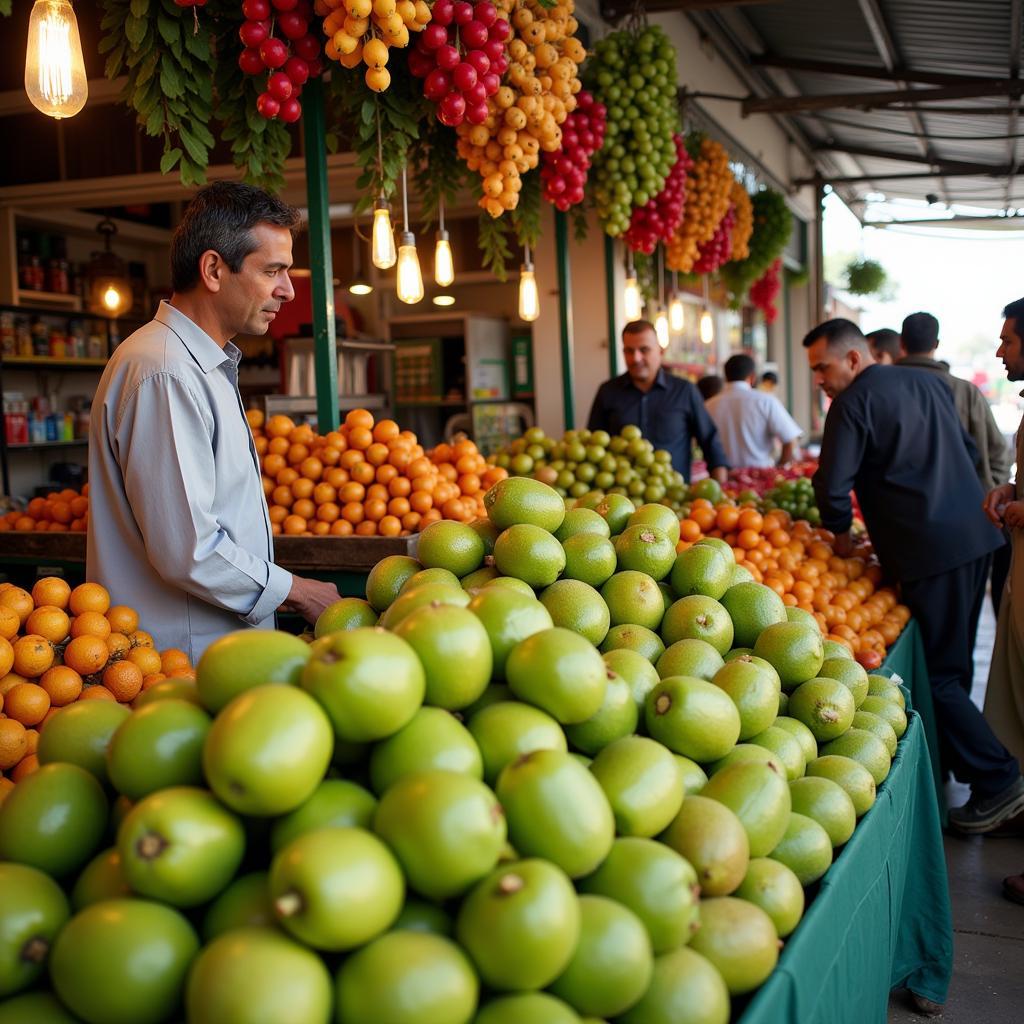 Kiwi fruit on display in a Pakistani market