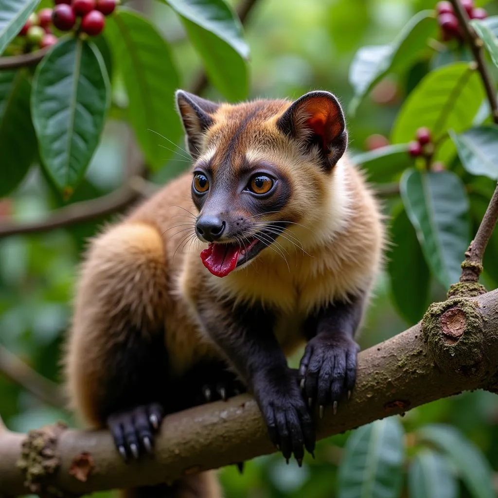 Asian Palm Civet Enjoying Coffee Cherries